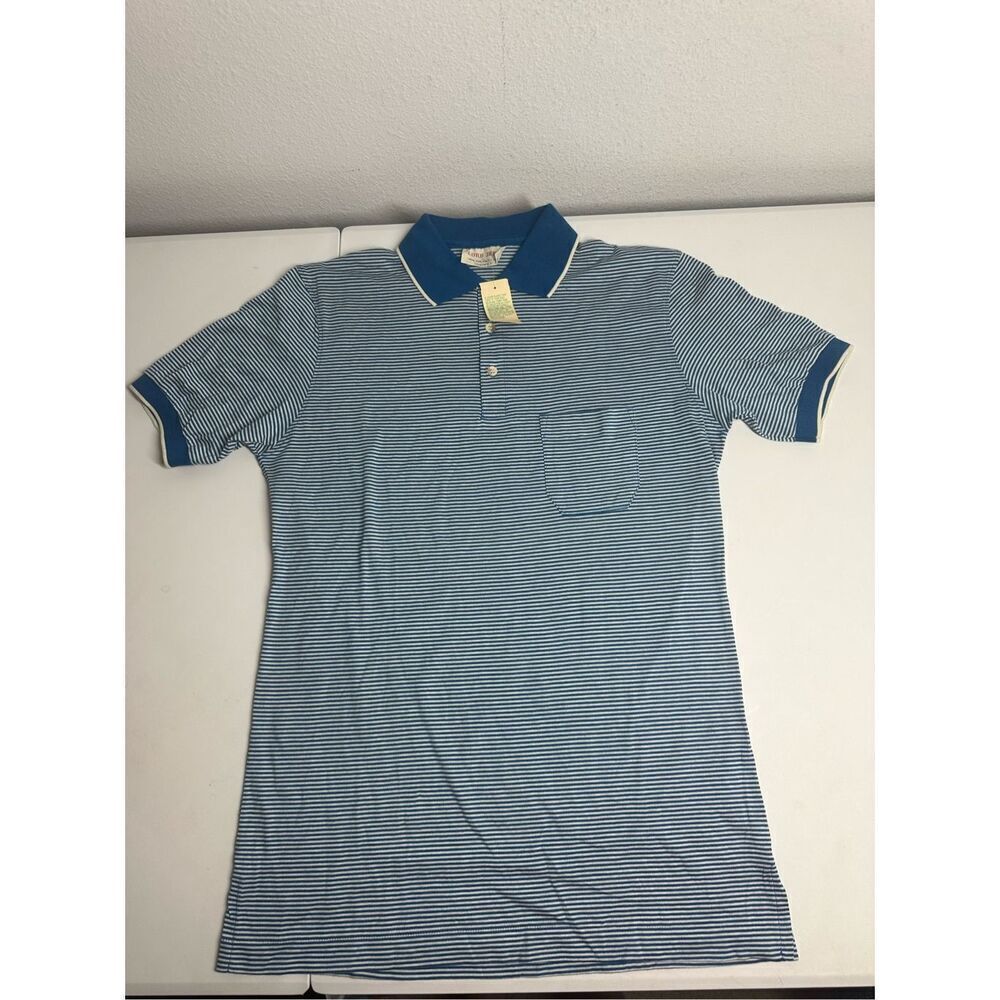 NWT Vintage Mens Lord Jeff Striped Short Sleeve Polo Shirt Size M Made in Japan